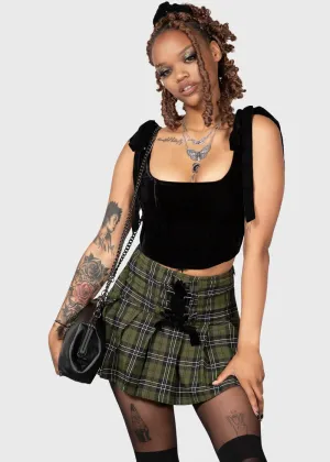 Killstar Toxic Flora Velvet Corset Top Black