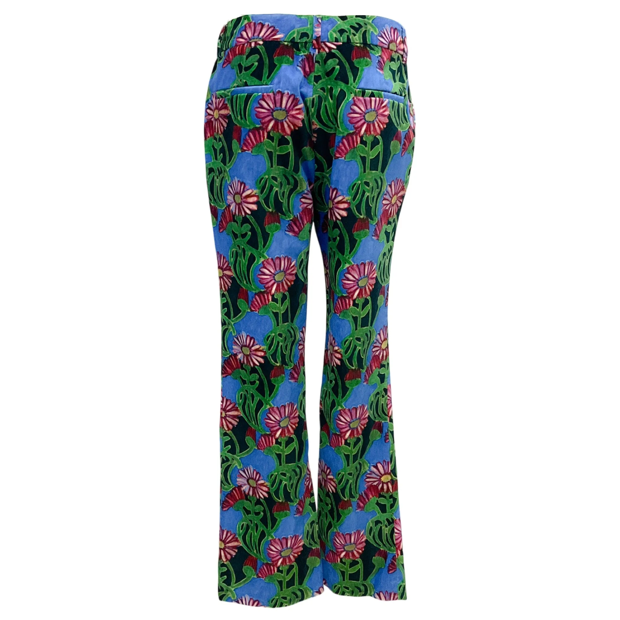 La DoubleJ Blue Multi Floral Print Edition 30 Cotton Velvet 24/7 Pants