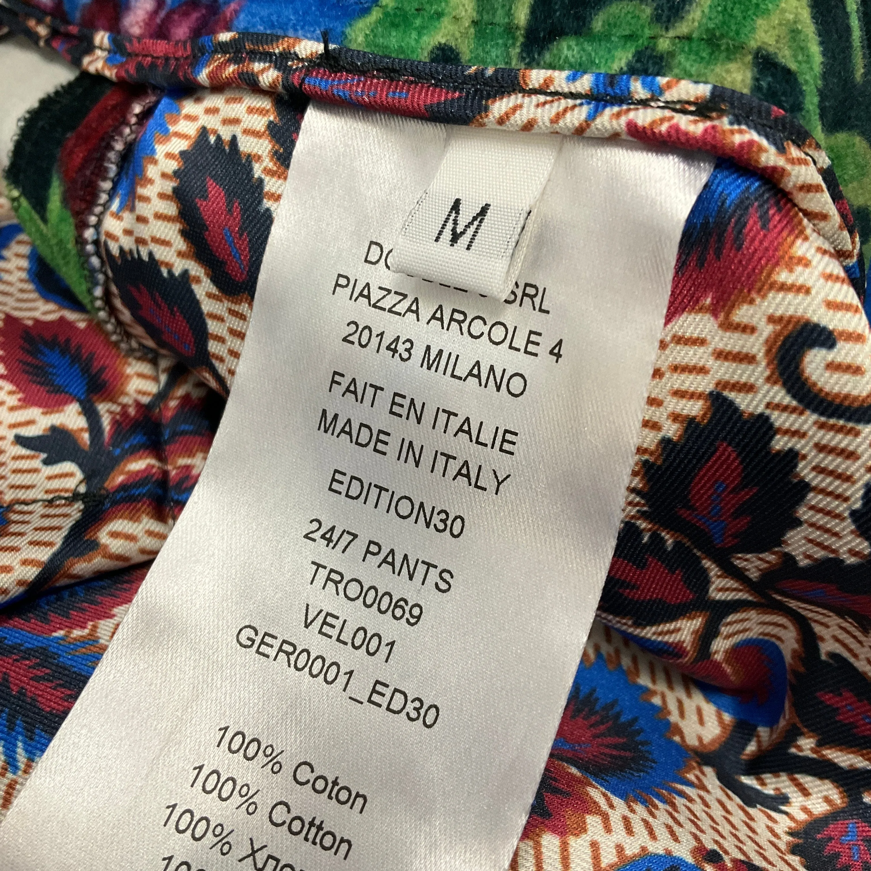 La DoubleJ Blue Multi Floral Print Edition 30 Cotton Velvet 24/7 Pants