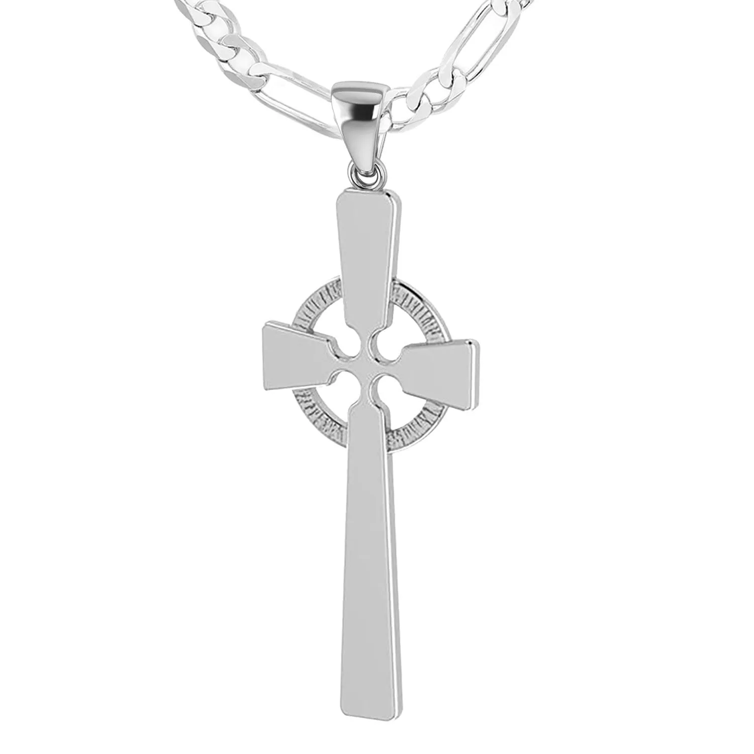 Ladies 925 Sterling Silver Celtic Cross Pendant, 43mm