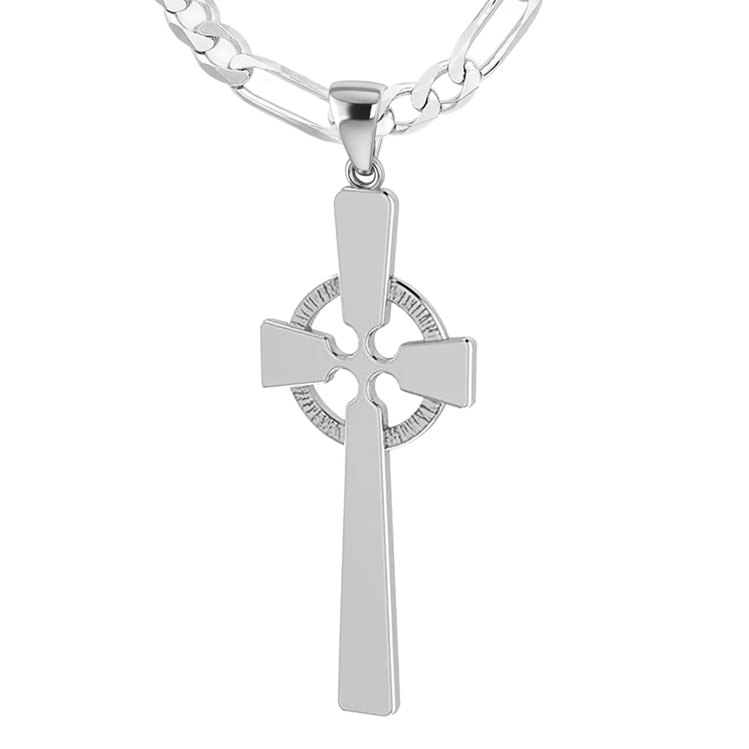Ladies 925 Sterling Silver Celtic Cross Pendant, 43mm