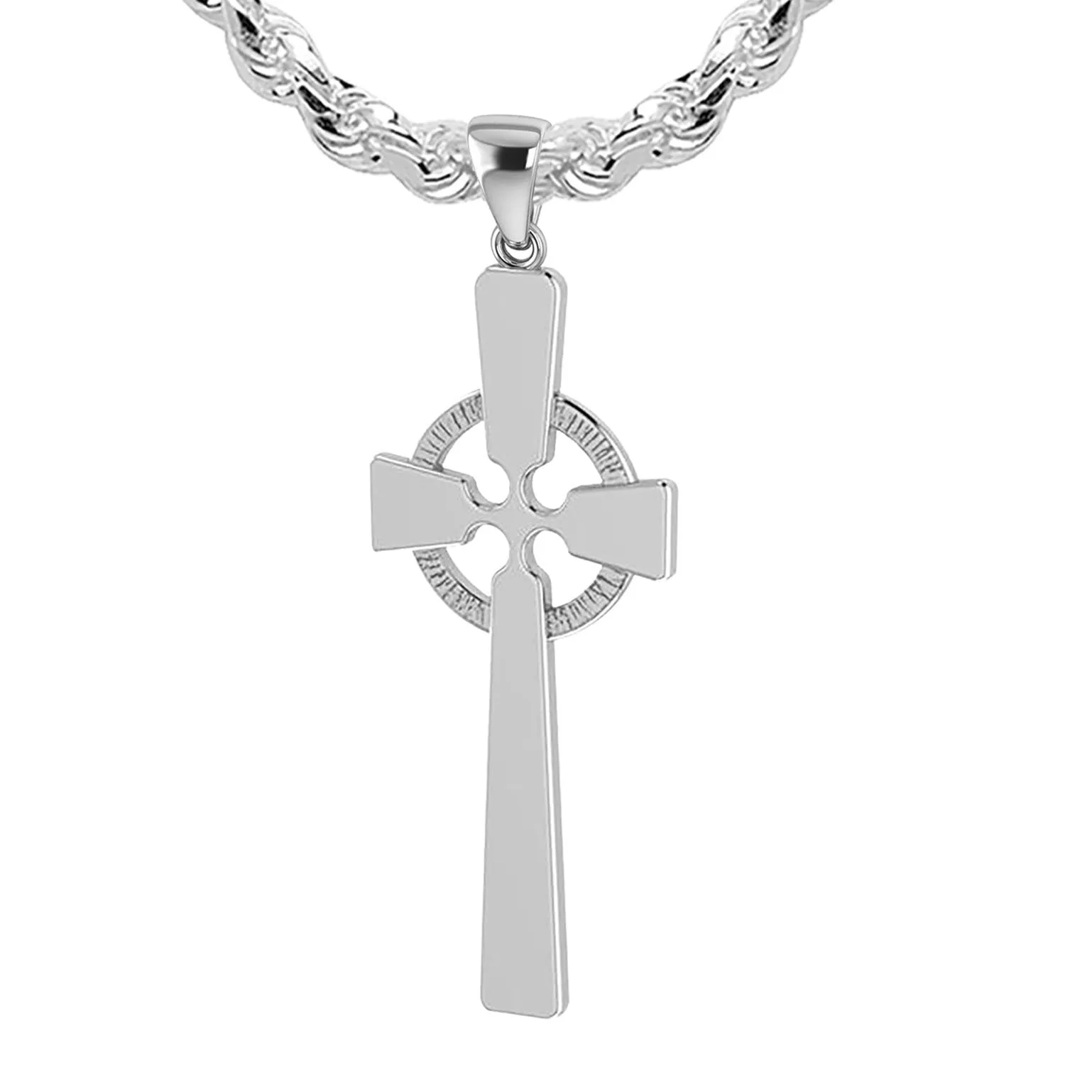 Ladies 925 Sterling Silver Celtic Cross Pendant, 43mm