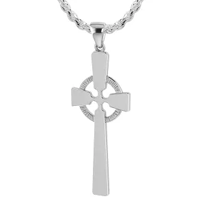 Ladies 925 Sterling Silver Celtic Cross Pendant, 43mm
