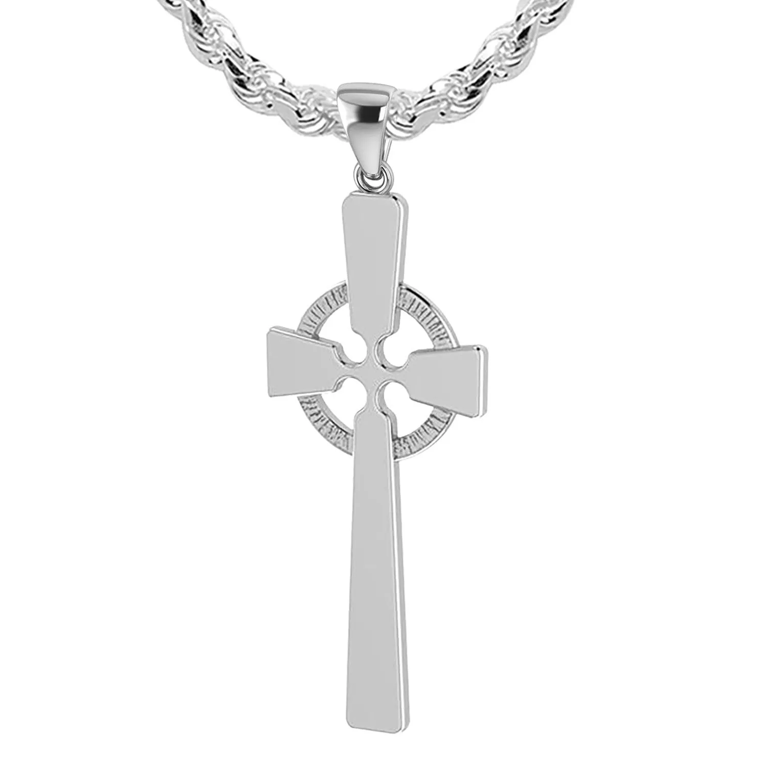Ladies 925 Sterling Silver Celtic Cross Pendant, 43mm
