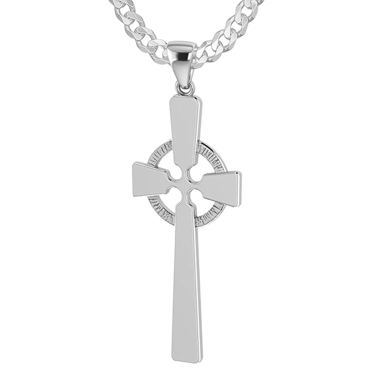 Ladies 925 Sterling Silver Celtic Cross Pendant, 43mm
