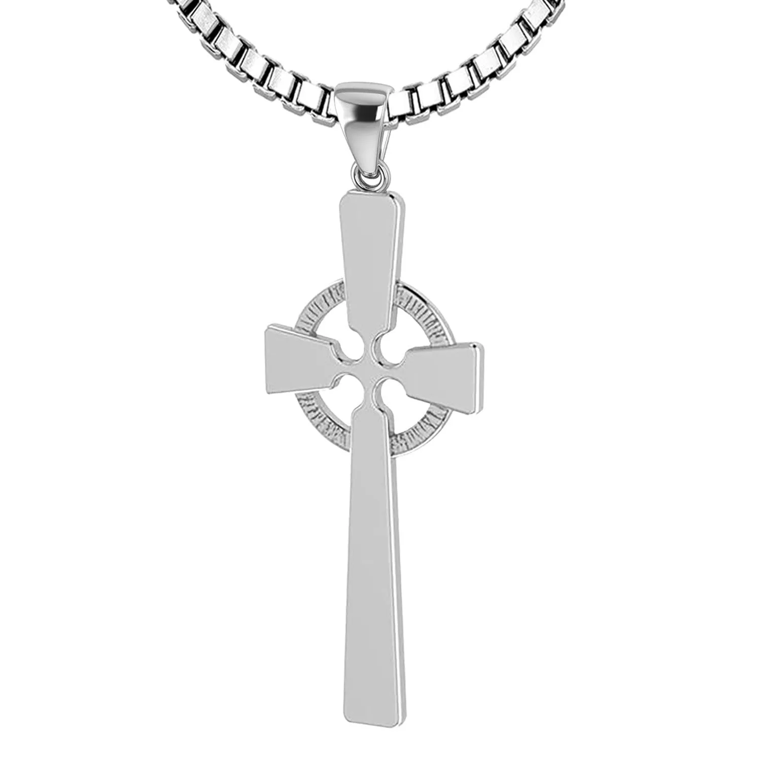 Ladies 925 Sterling Silver Celtic Cross Pendant, 43mm