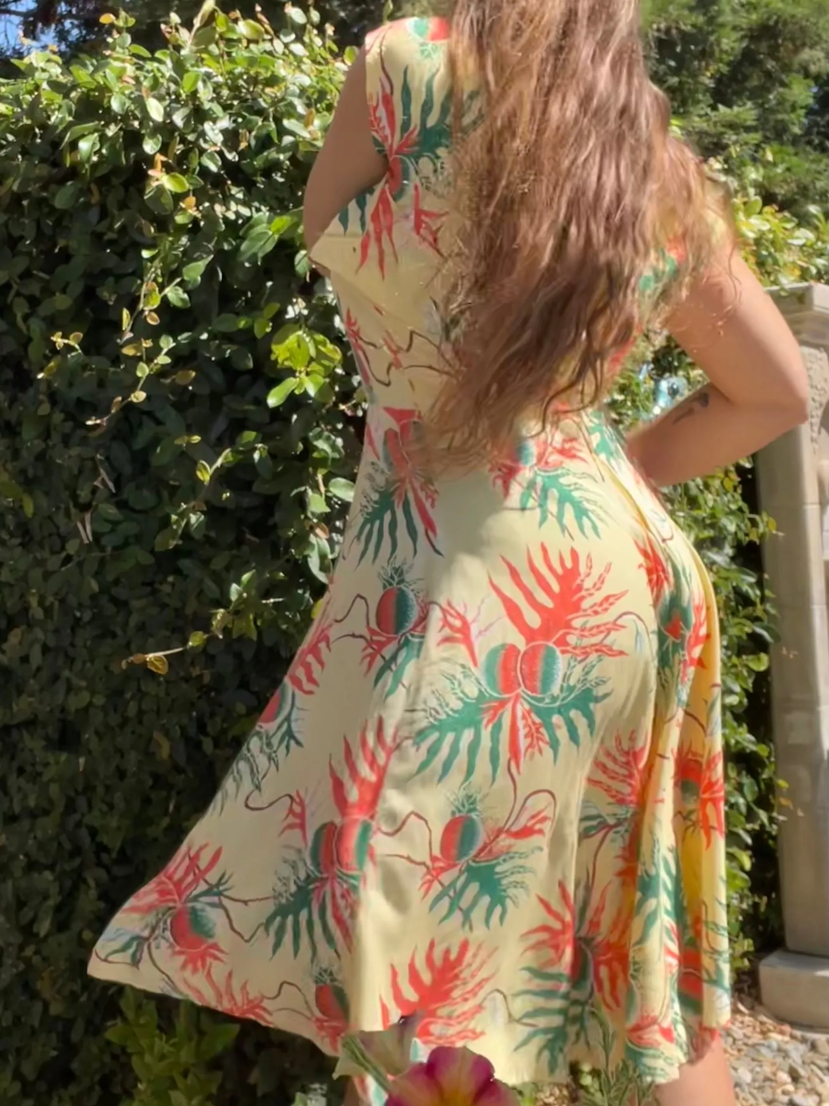 Late 1940s 'Winifred Dick of Honolulu' Rayon Tropical Two Piece Dress Bolero Set