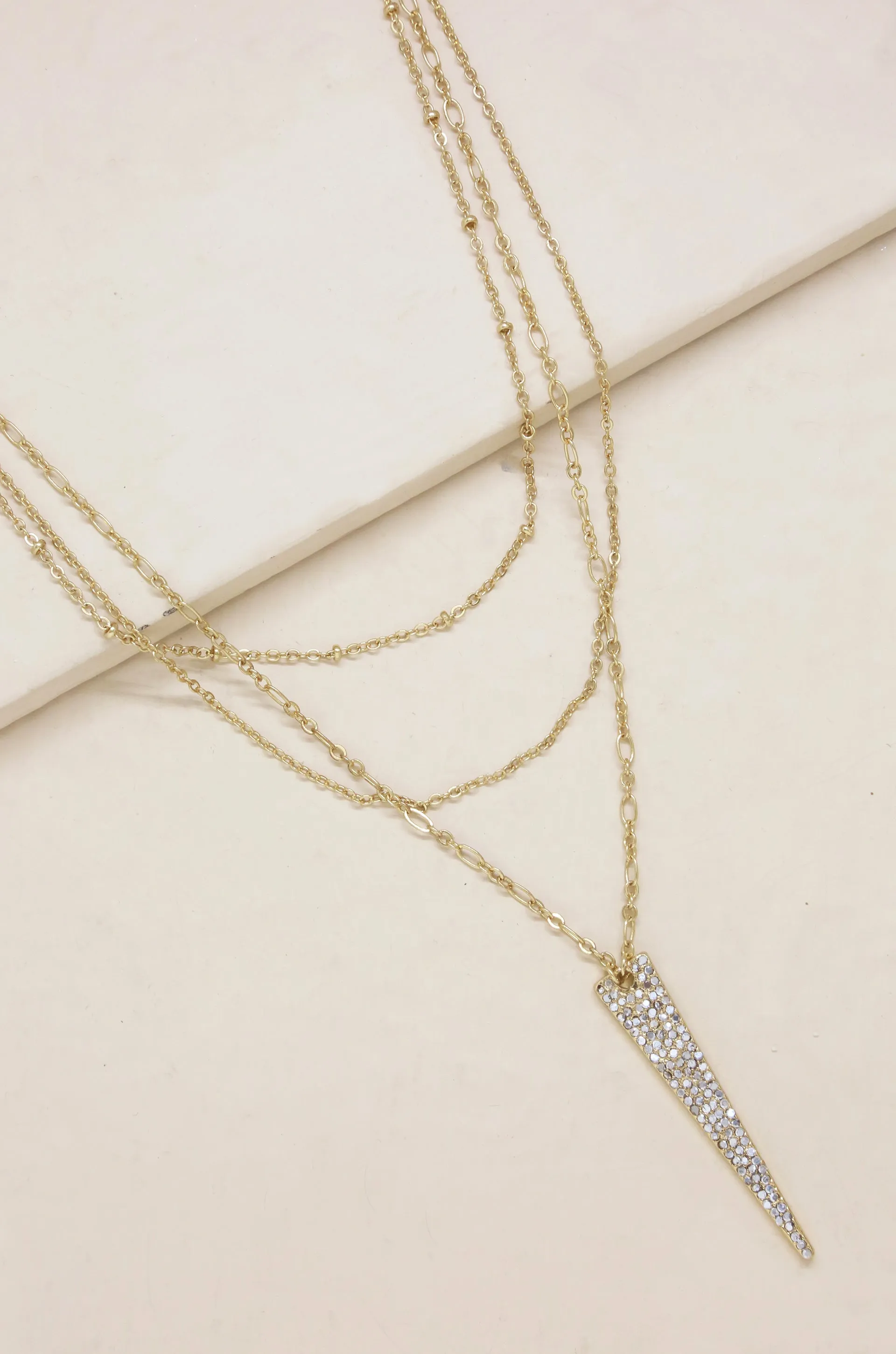 Layered Crystal Spike 18k Gold Plated Necklace