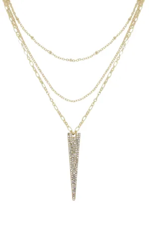 Layered Crystal Spike 18k Gold Plated Necklace