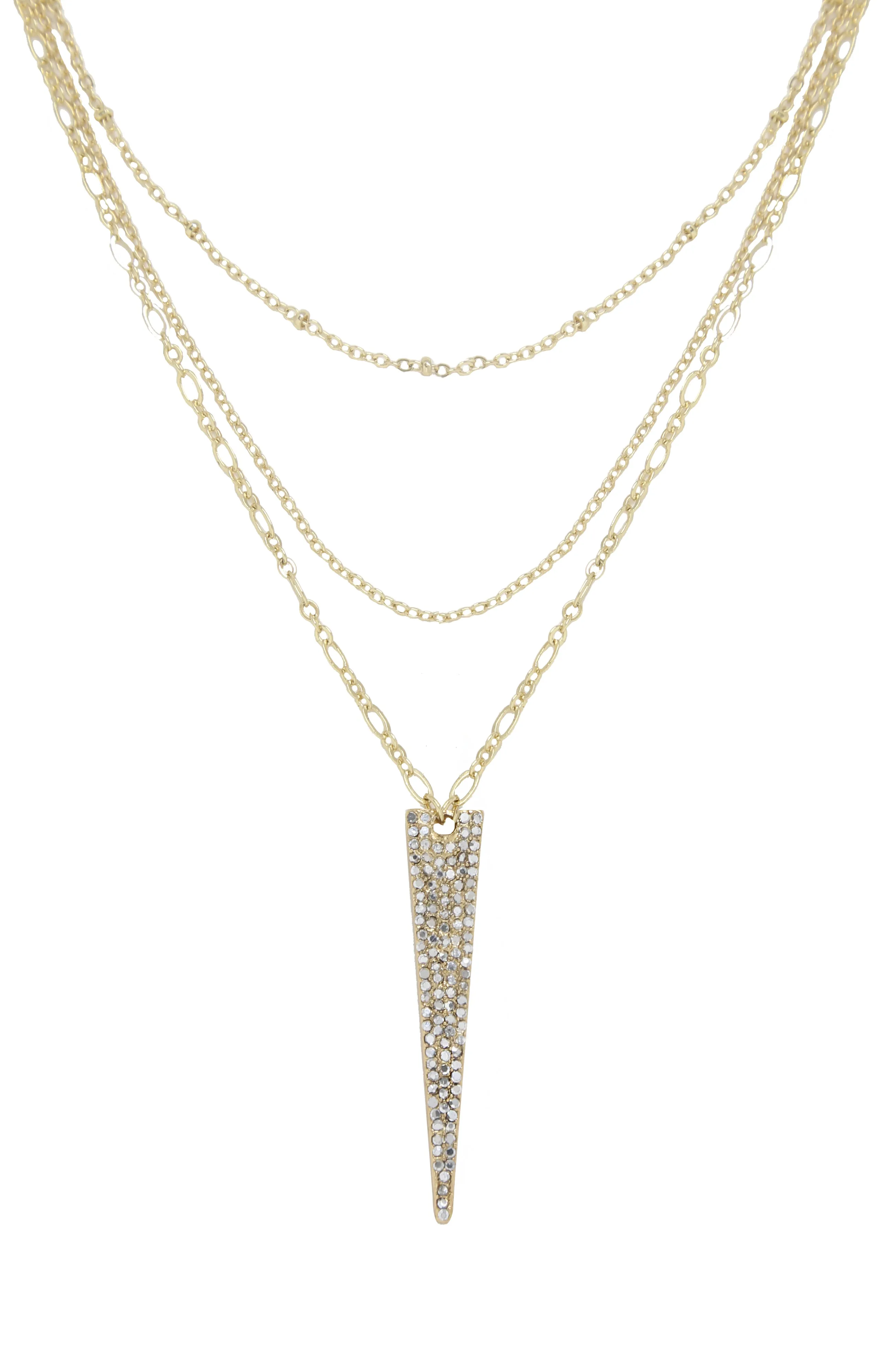 Layered Crystal Spike 18k Gold Plated Necklace