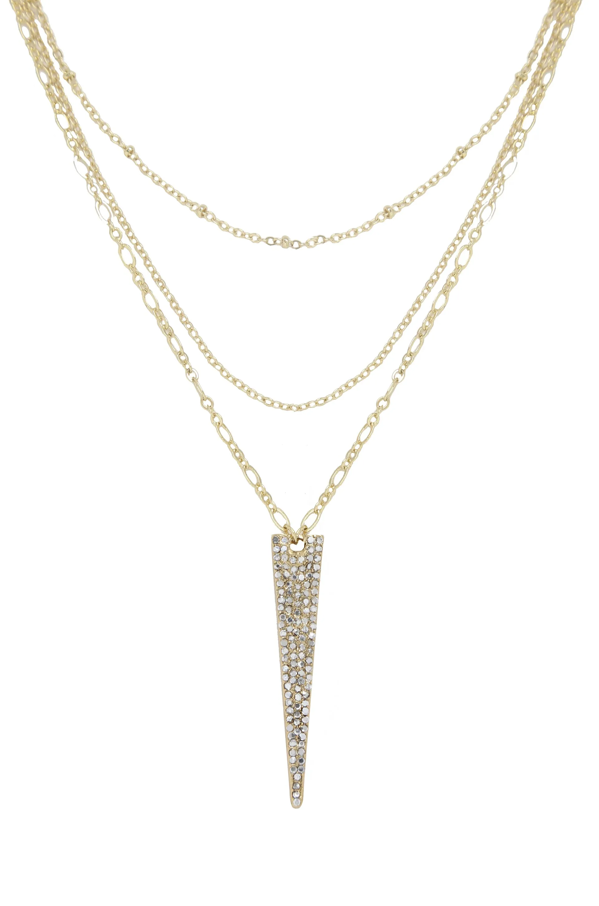 Layered Crystal Spike 18k Gold Plated Necklace