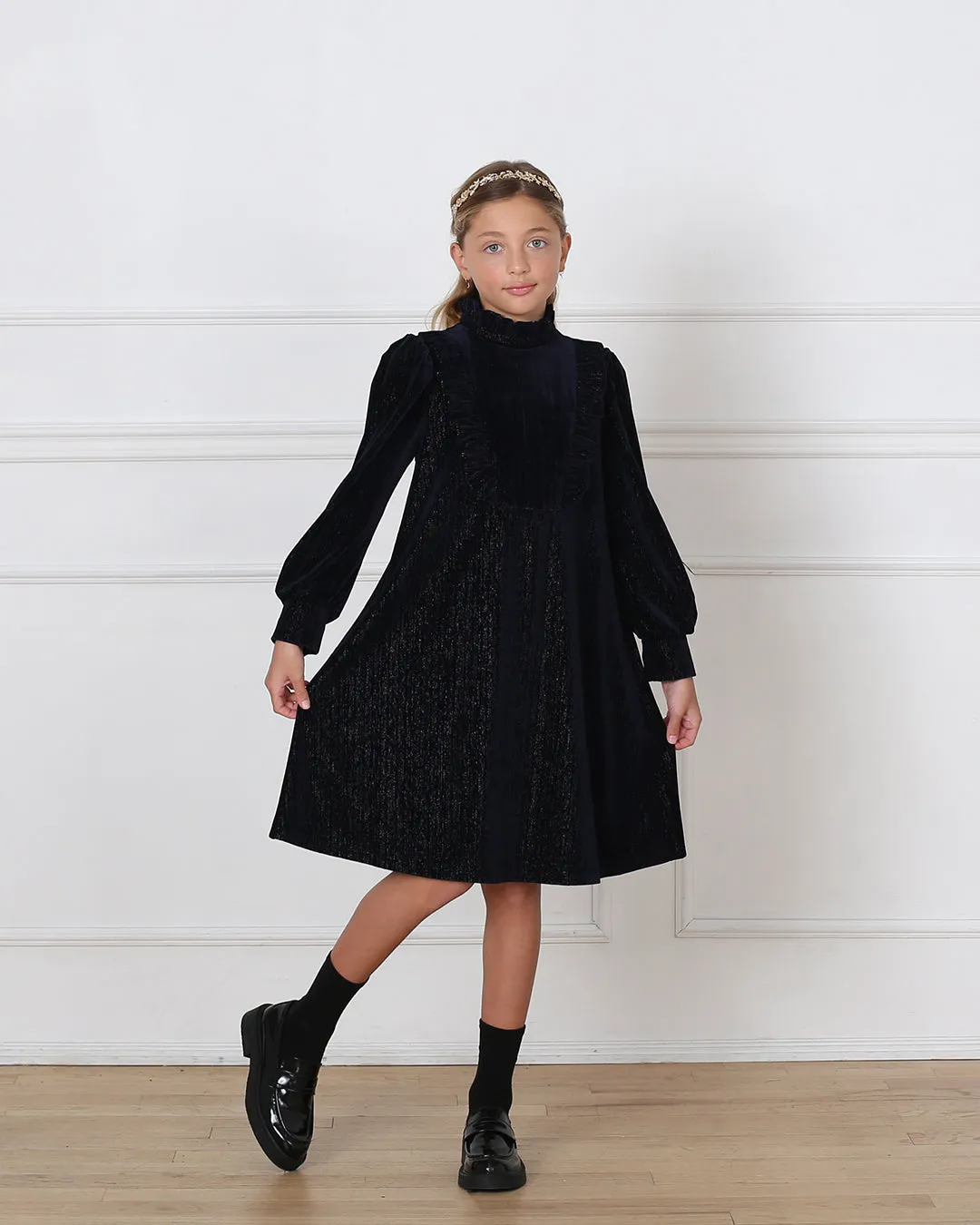 Lena dress (dark-sapphire velvet)
