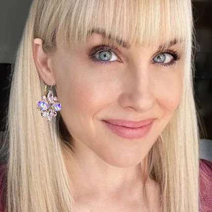 light pink crystal statement flower earrings