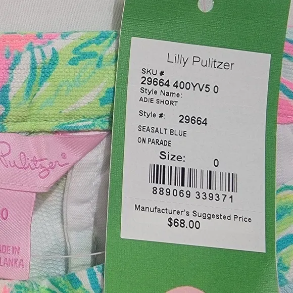 Lilly Pulitzer Adie Short Seasalt Blue on Paradise Women's Size 0