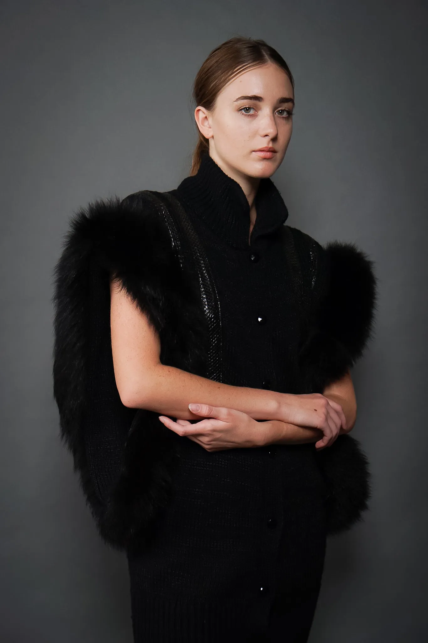 Long Fur Trim Vest