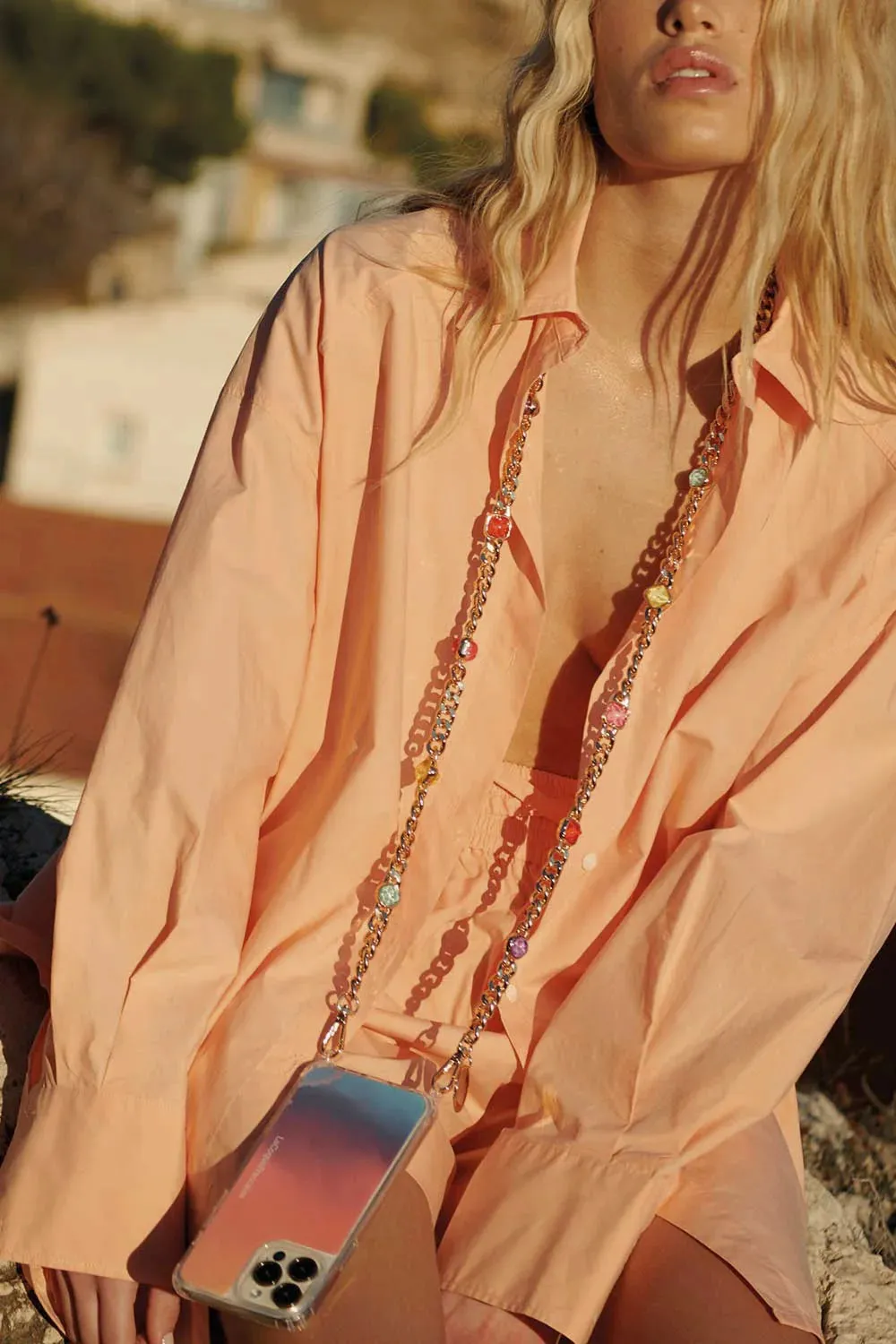 Long Ruby Gold Chain 120cm