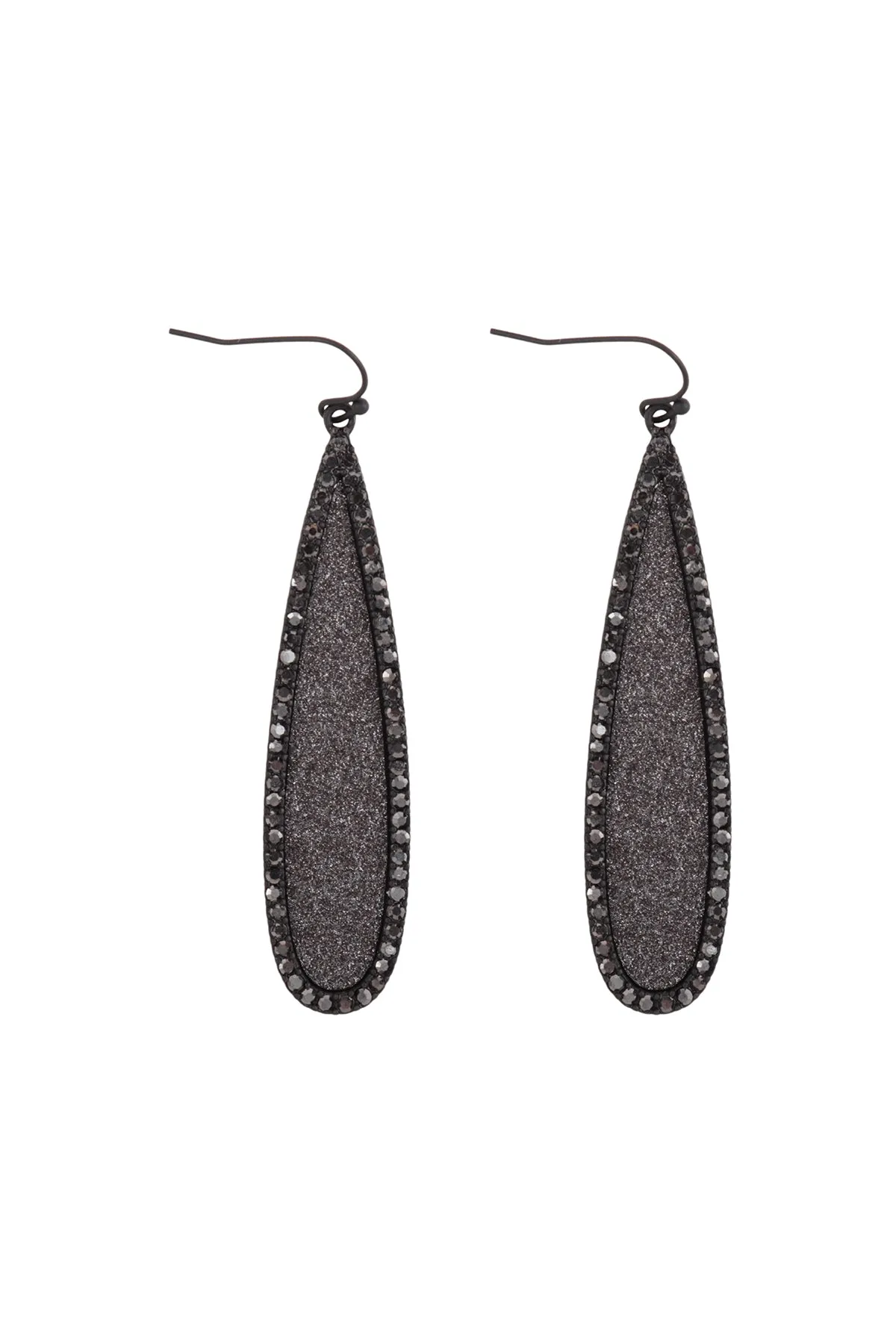 LONG TEARDROP GLITTER WITH PAVE EARRINGS