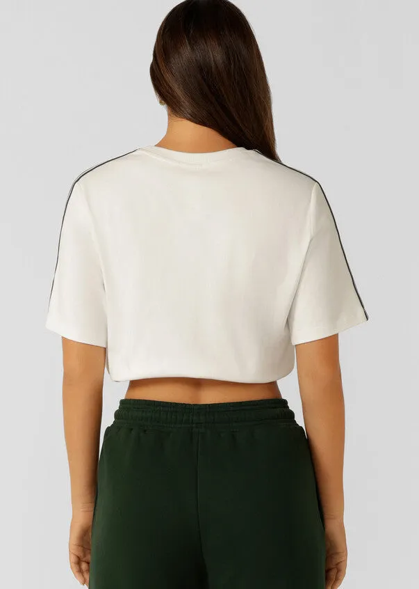 Lorna Jane Lotus Limited Edition Cropped Tee - Porcelaine