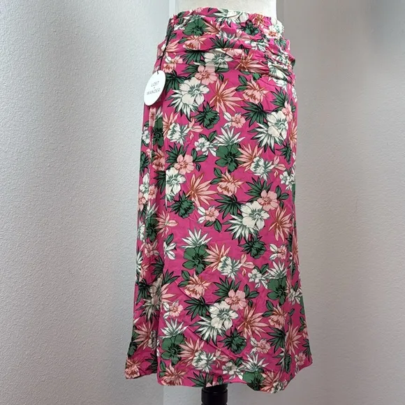 Lost   Wander Meet Me In Bali Pink Tropical Midi Skirt Size X-Small NWT
