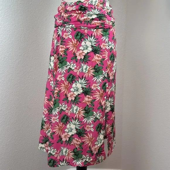 Lost   Wander Meet Me In Bali Pink Tropical Midi Skirt Size X-Small NWT