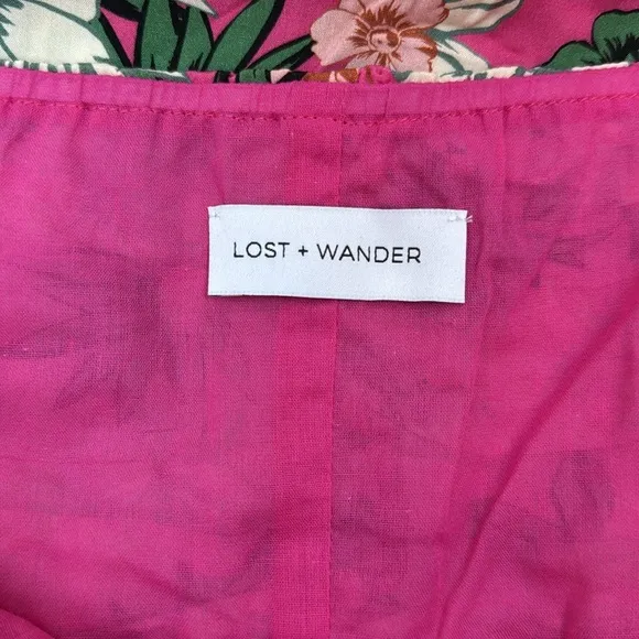 Lost   Wander Meet Me In Bali Pink Tropical Midi Skirt Size X-Small NWT