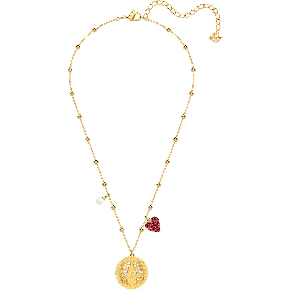 Lucky Goddess Wings Multi-Colored Gold Plating Pendant Necklace