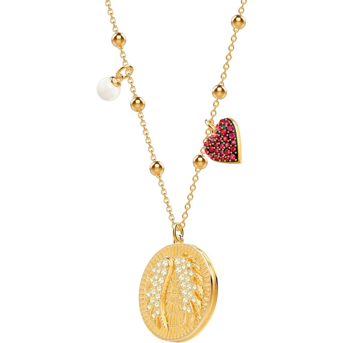 Lucky Goddess Wings Multi-Colored Gold Plating Pendant Necklace
