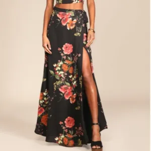 LULU's Boho Floral Flowy Romantic Wrap Resort Vacation Maxi Skirt NWOT