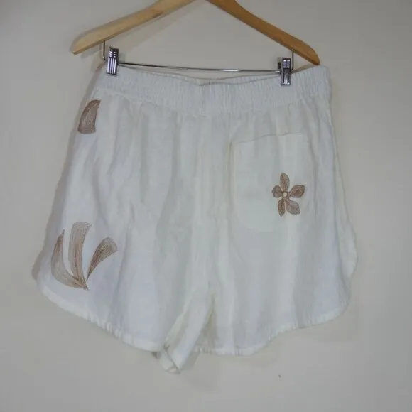 Madewell Embroidered LINEN Pasadena Pull-On SHORTS Size XXL Tropicale Floral NEW
