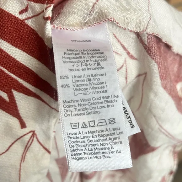 Madewell Linen-Blend Ruffle-Wrap Midi Skirt in Tropical Vacation Size 14