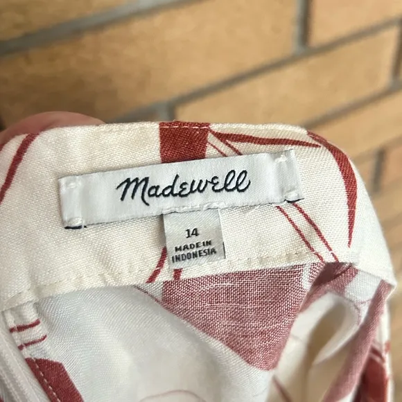 Madewell Linen-Blend Ruffle-Wrap Midi Skirt in Tropical Vacation Size 14