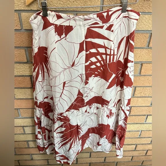 Madewell Linen-Blend Ruffle-Wrap Midi Skirt in Tropical Vacation Size 14