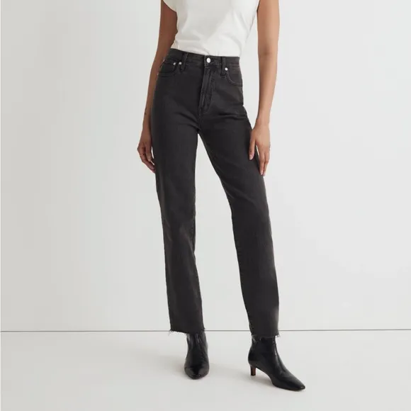Madewell The Perfect Vintage Jean Straight Leg - Black / Grey Size 24