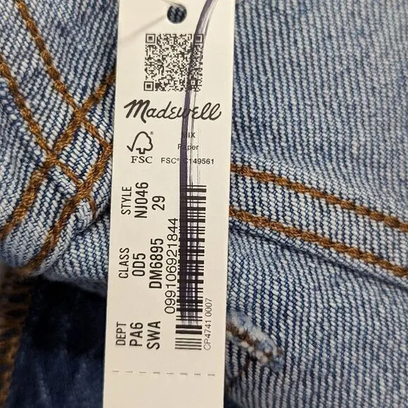 Madewell High Waist Cut Off Denim Shorts Perfect Vintage Jean 29 NWT