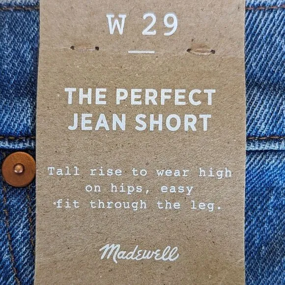 Madewell High Waist Cut Off Denim Shorts Perfect Vintage Jean 29 NWT