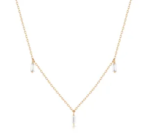 MARINA | Floating Triple Baguette White Sapphire Necklace