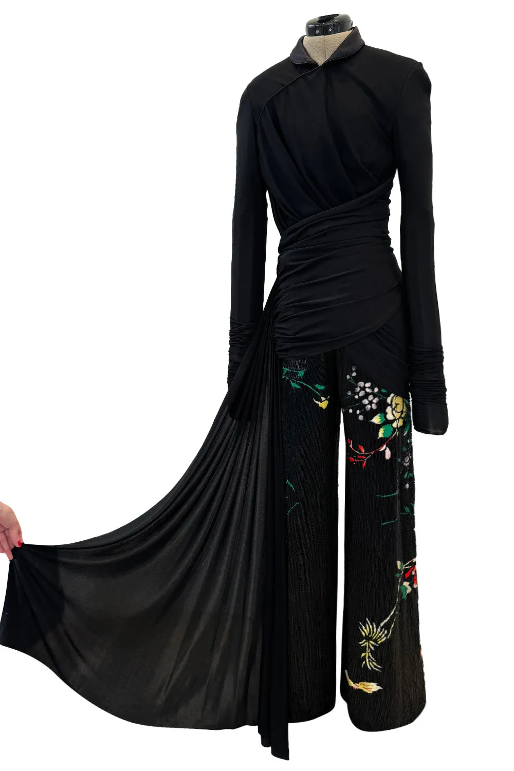 Masterpiece Fall 2001 Jean Paul Gaultier Runway Haute Couture Beaded & Embroidered Pant w Silk Jersey Top Set