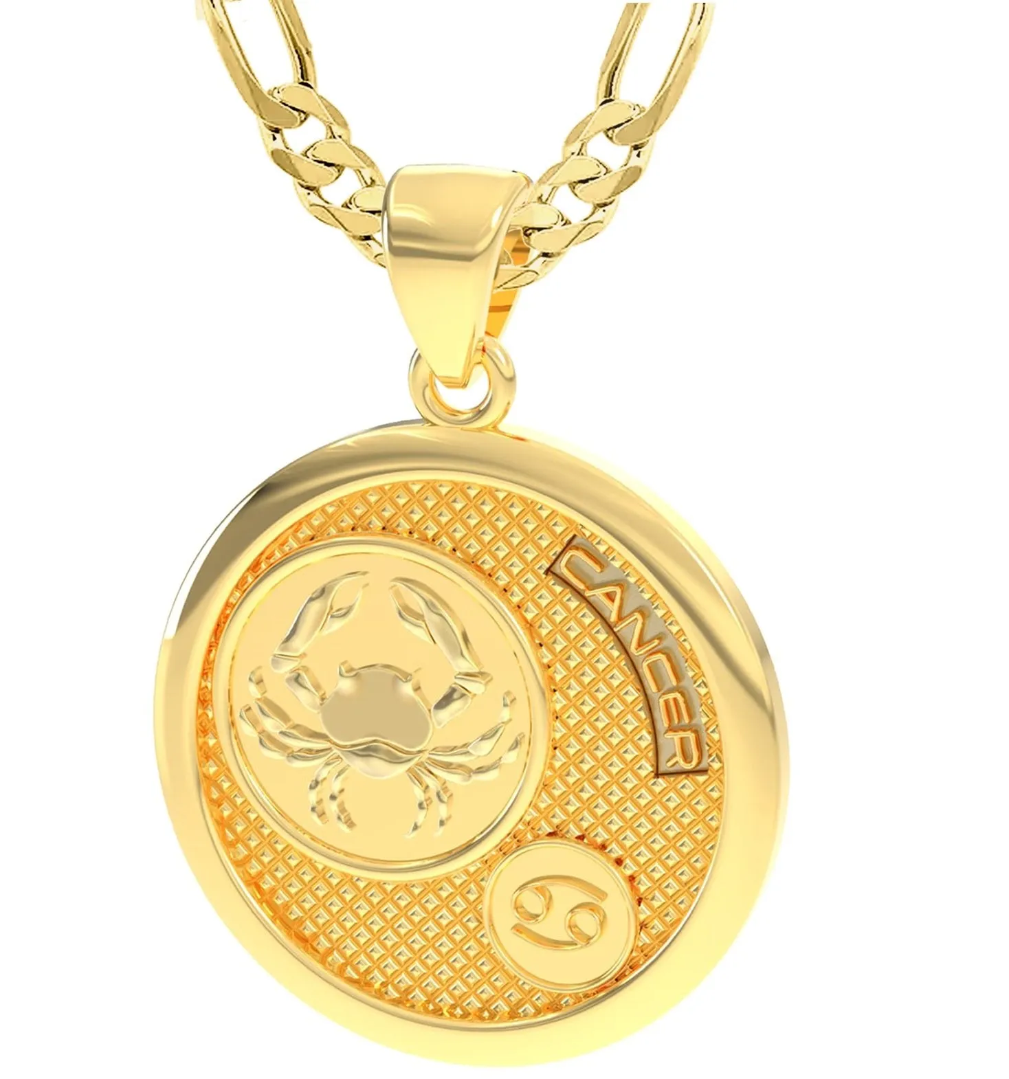 Men's 14k Yellow Gold Cancer the Crab Zodiac Pendant Necklace, 33mm