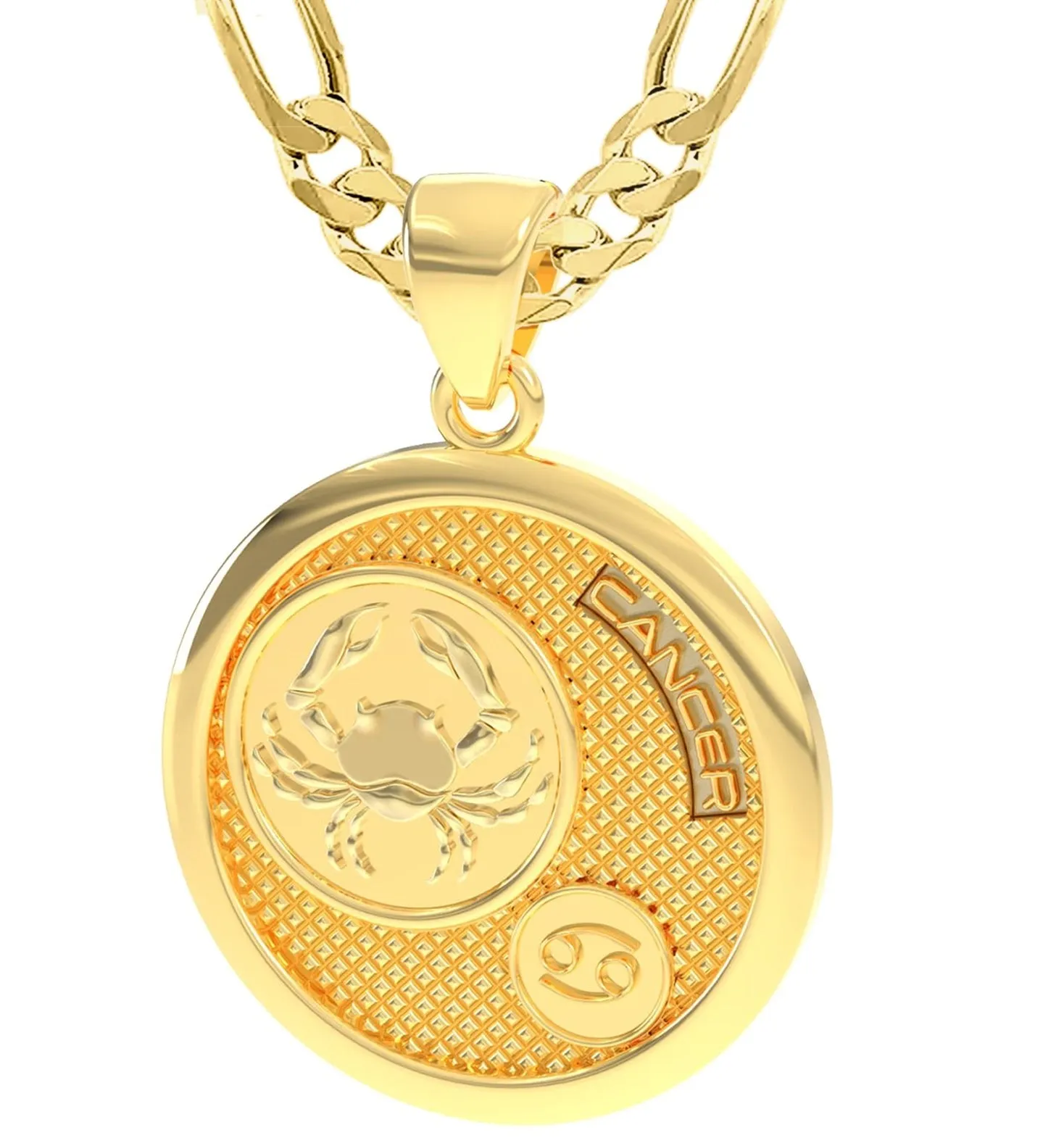 Men's 14k Yellow Gold Cancer the Crab Zodiac Pendant Necklace, 33mm