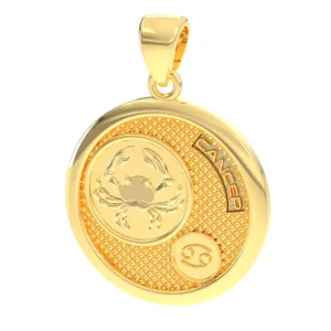 Men's 14k Yellow Gold Cancer the Crab Zodiac Pendant Necklace, 33mm
