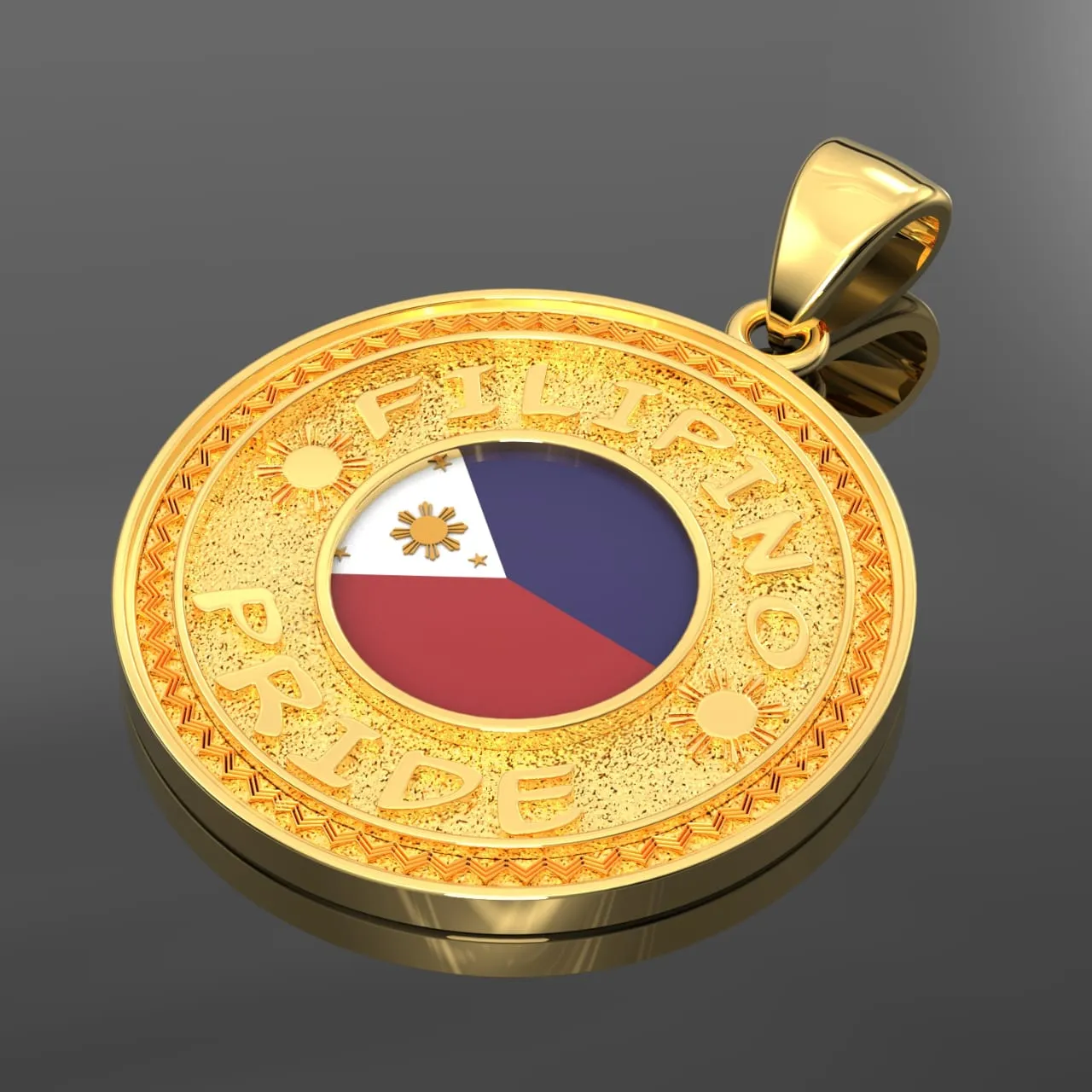 Men's 14k Yellow Gold Filipino Pride Pendant Necklace, 33mm