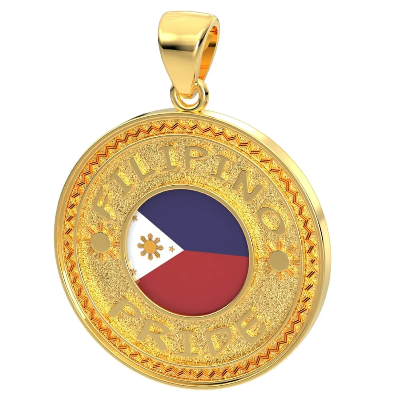 Men's 14k Yellow Gold Filipino Pride Pendant Necklace, 33mm