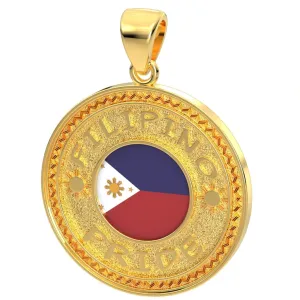 Men's 14k Yellow Gold Filipino Pride Pendant Necklace, 33mm