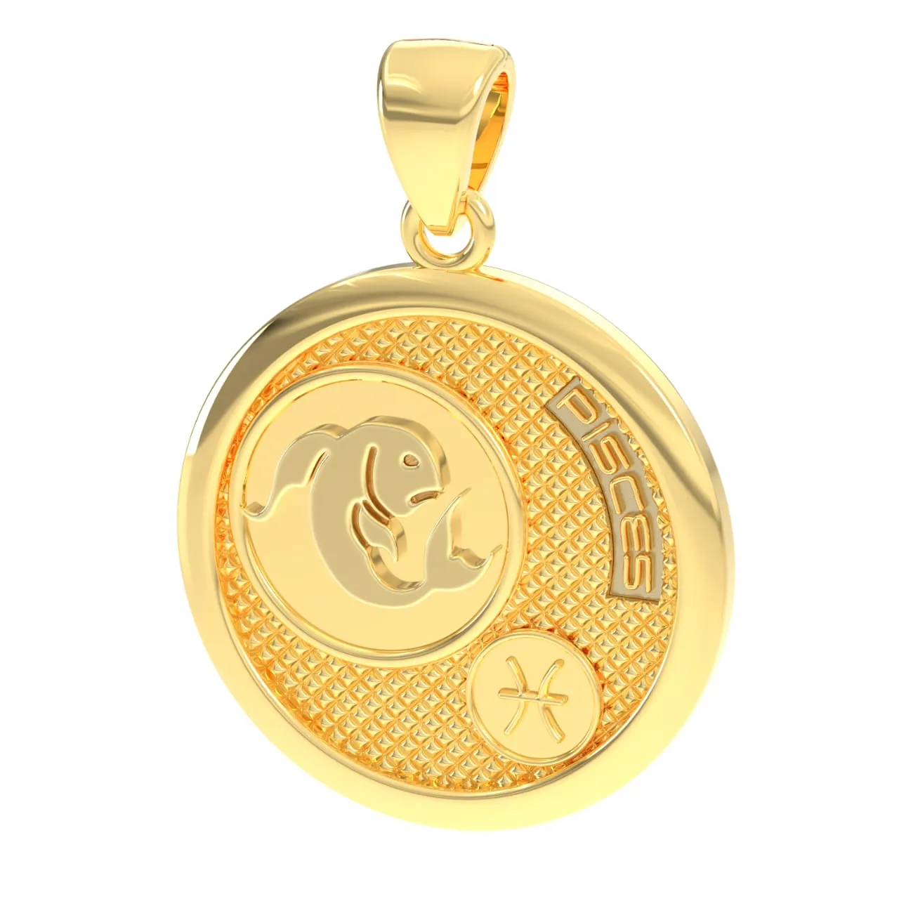 Men's 14k Yellow Gold Pisces the Fish Zodiac Pendant Necklace, 33mm