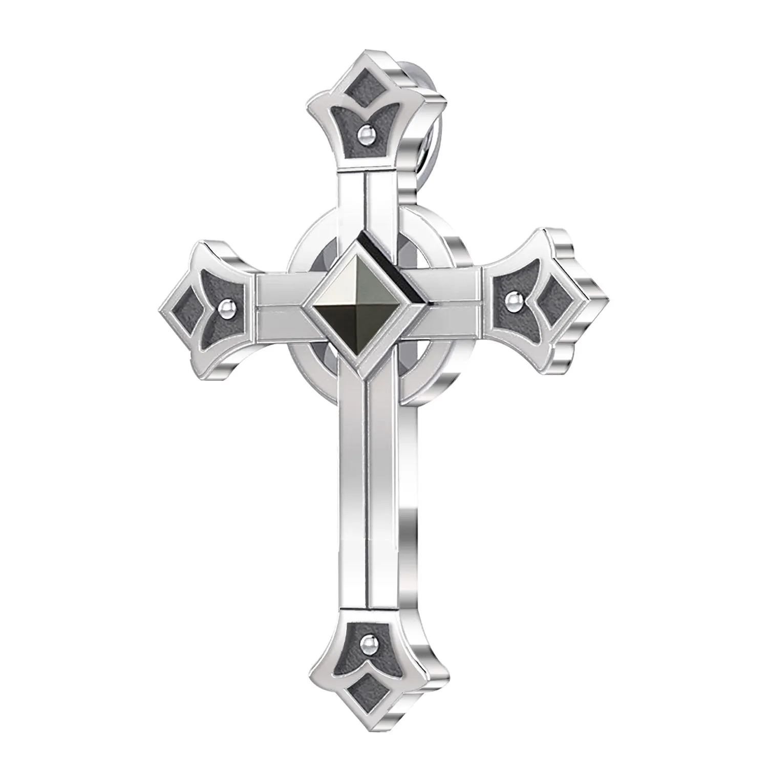 Men's 925 Sterling Silver Celtic Fleur-De-Lis Cross Pendant, 32mm