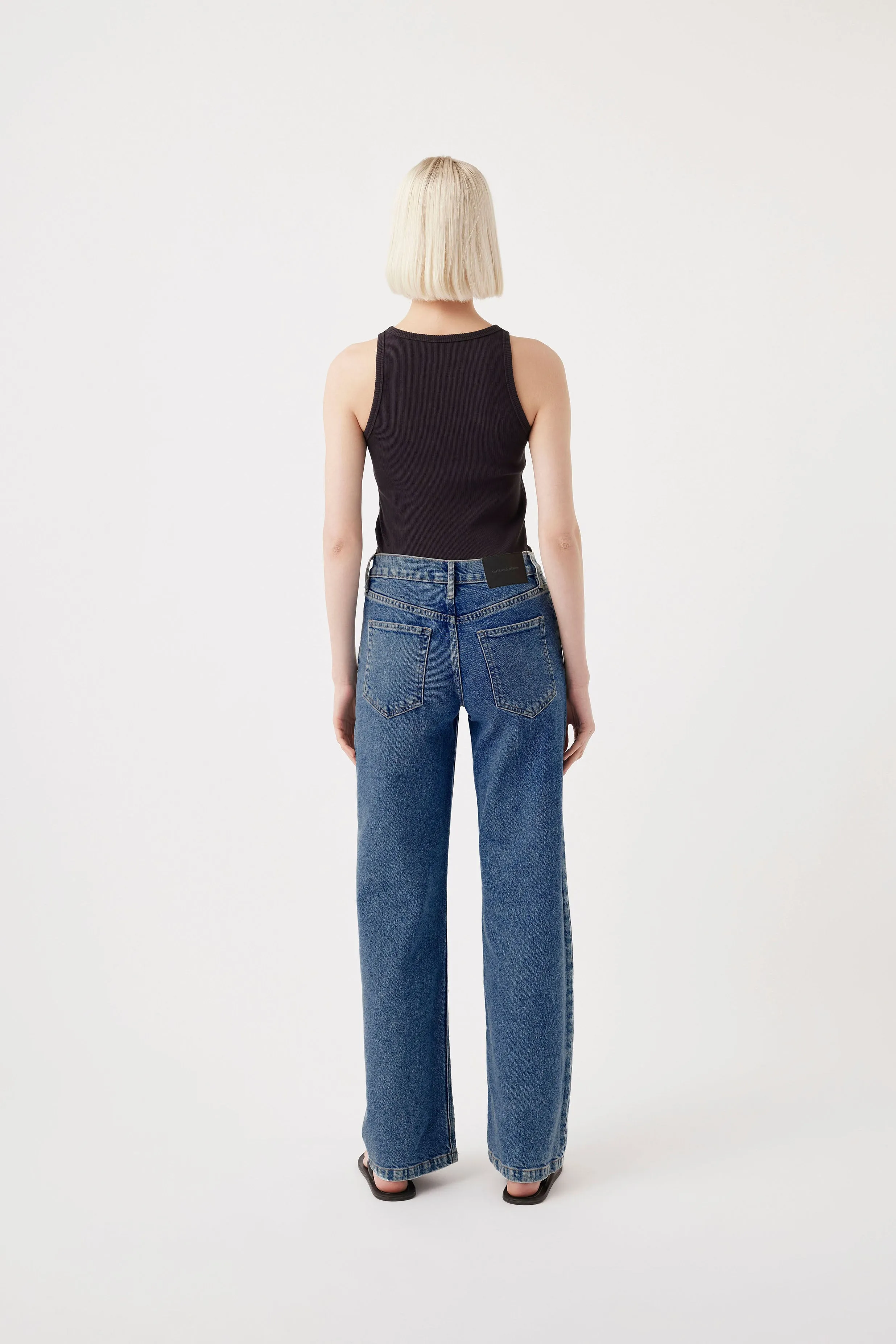Mia Buttoned Mid Wide Long Jean Opulent Blue