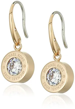 Michael Kors Logo Gold-Tone and Crystal Drop Earrings