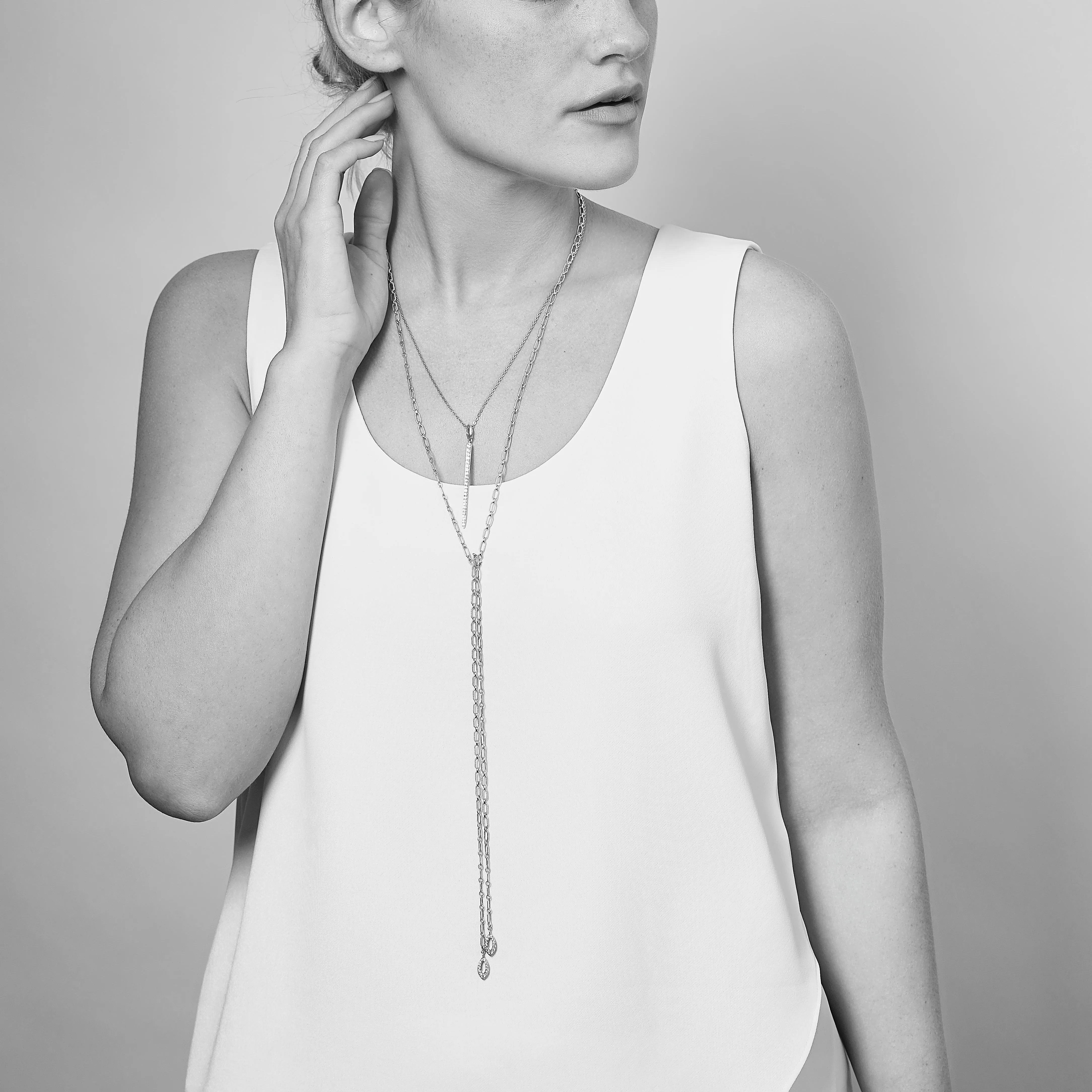 Mingle Pavé Necklace - 18K Gold Vermeil   CZ Blanc