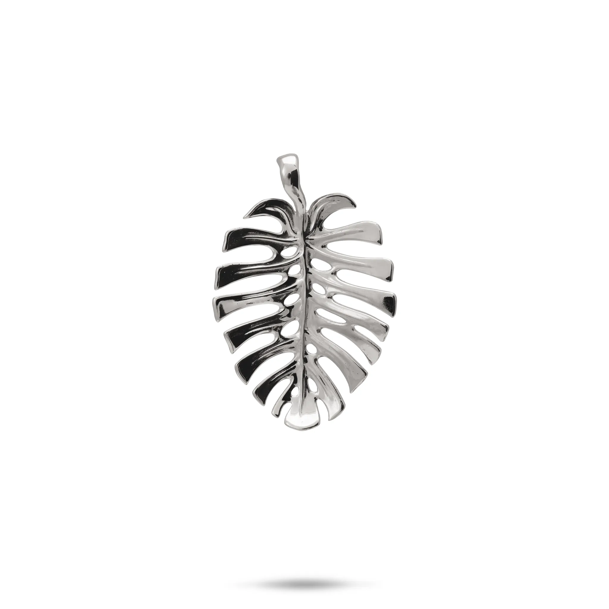 Monstera Pendant in White Gold - 20mm
