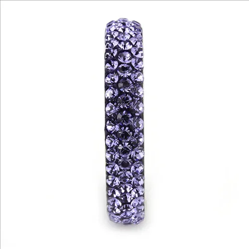 MT0453 - Stainless Steel Ring Top Grade Crystal Eternity Band - Purple Light - February Birthstone -Most Popular